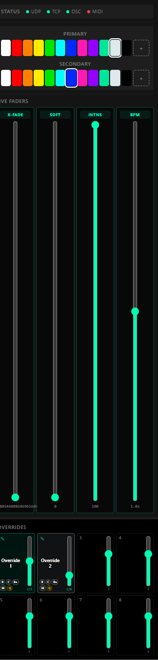 Color palette and effect controls